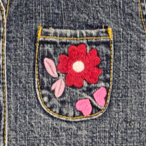 Tommy Hilfiger Girls Medium Wash LS Denim Dress Embroidery Pearl Buttons Size 5 - Picture 4 of 11